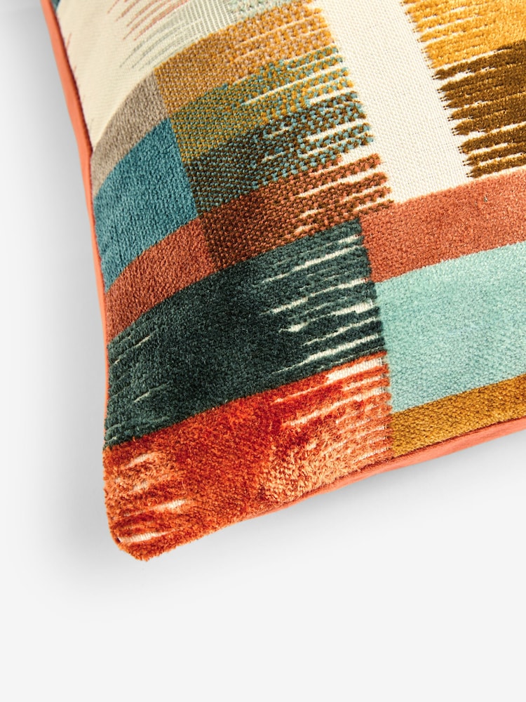Orange Cut Velvet Retro Etch 59 x 59cm Cushion - Image 5 of 5