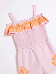 River Island Pink Girls Cutwork Playsuit - Image 2 of 4