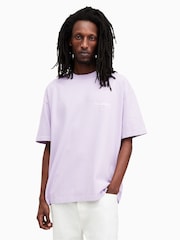 AllSaints Purple 100% Cotton Access Crew Neck T-Shirt - Image 1 of 6