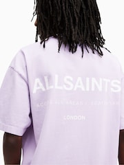 AllSaints Purple 100% Cotton Access Crew Neck T-Shirt - Image 2 of 6
