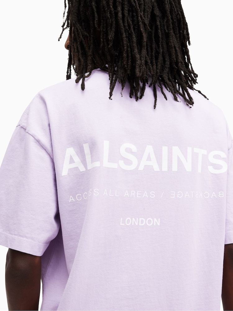 AllSaints Purple 100% Cotton Access Crew Neck T-Shirt - Image 2 of 6