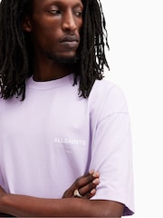 AllSaints Purple 100% Cotton Access Crew Neck T-Shirt - Image 4 of 6