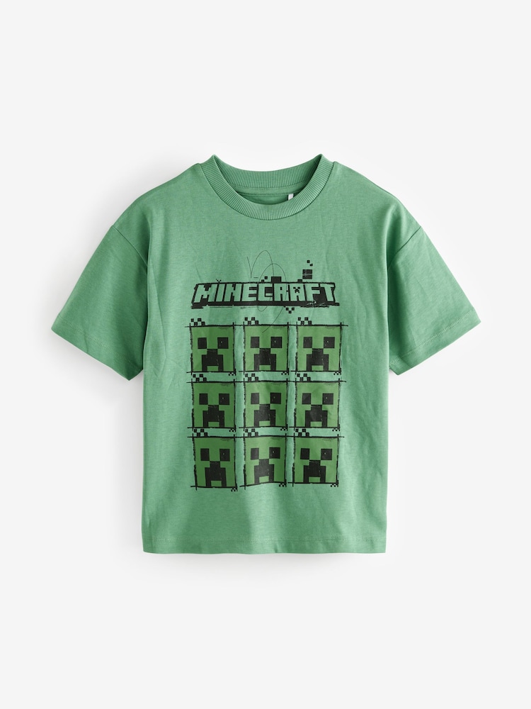 Green 100% Cotton Licensed Minecraft T-Shirt (3-16yrs) - Image 1 of 3