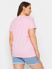 Yours Curve Pink 100% Cotton Amalfi Lemons Placement Print T-Shirt - Image 3 of 5