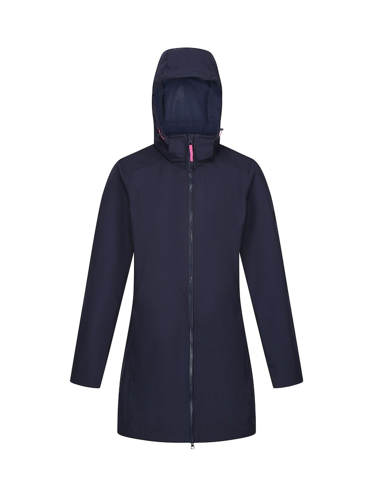 Regatta Blue Carisbrooke Longline Waterproof Softshell Jacket - Image 8 of 8