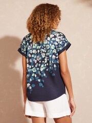 Love & Roses Navy Blue Animal Jersey V Neck Short Sleeve T-Shirt - Image 3 of 4