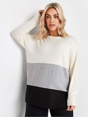 Yours Curve Cream Colourblock Jumper - Image 1 of 4