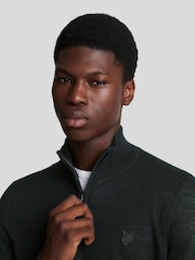 Lyle & Scott Black Tonal Eagle Merino Quarter Zip Jumper - Image 4 of 5