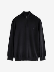 Lyle & Scott Black Tonal Eagle Merino Quarter Zip Jumper - Image 5 of 5
