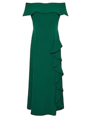 Yours Curve Green London Ruffle Bardot Maxi Dress - Image 5 of 5