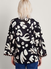 Monsoon Black Print Rosa Linen Cover-Up - Image 3 of 5