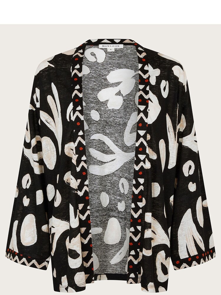 Monsoon Black Print Rosa Linen Cover-Up - Image 5 of 5 Monsoon Black Print Rosa Linen Cover-Up - Image 5 of 5