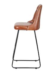Pacific Vintage Brown Camillo Leather Diamond Back Bar Stool - Image 4 of 6