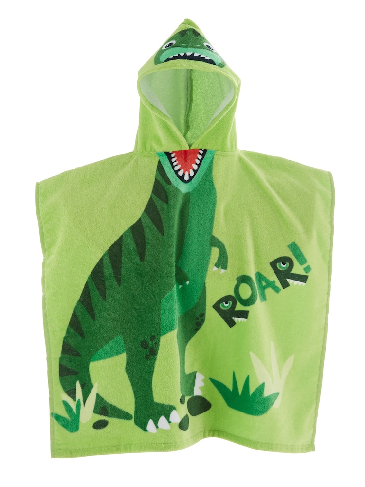 Catherine Lansfield Green Dinosaur Hooded Poncho 100% Cotton Towel - Image 5 of 5 Catherine Lansfield Green Dinosaur Hooded Poncho 100% Cotton Towel - Image 5 of 5