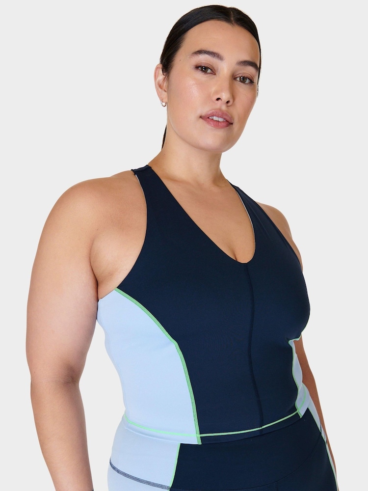 Sweaty Betty Breeze Blue Power Racerback Bra Tank - Image 1 of 8