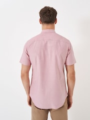 Розовый - Crew Clothing Short Sleeve Oxford 100% Cotton Shirt - Изображение 2 из 4