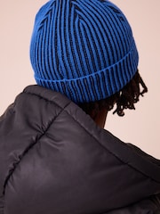 Cobalt Blue Plated Knitted Beanie Hat (1-16yrs) - Image 2 of 5