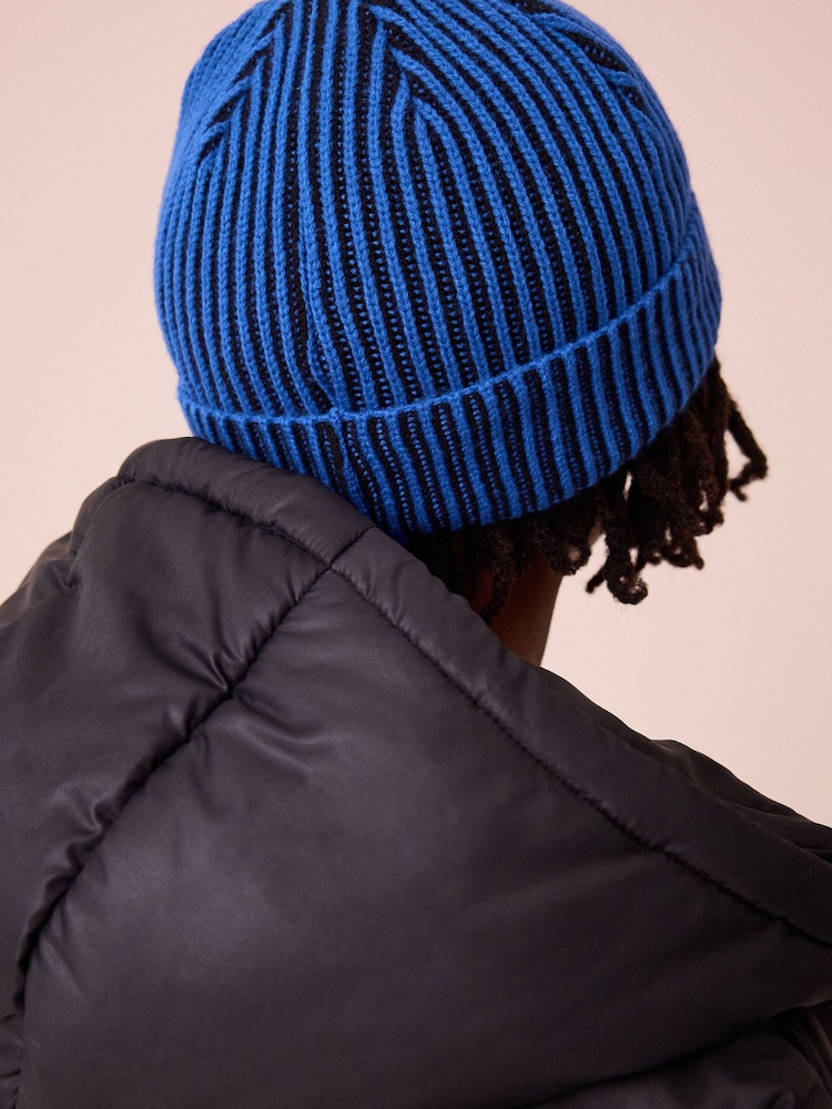 Cobalt Blue Plated Knitted Beanie Hat (1-16yrs) - Image 2 of 5