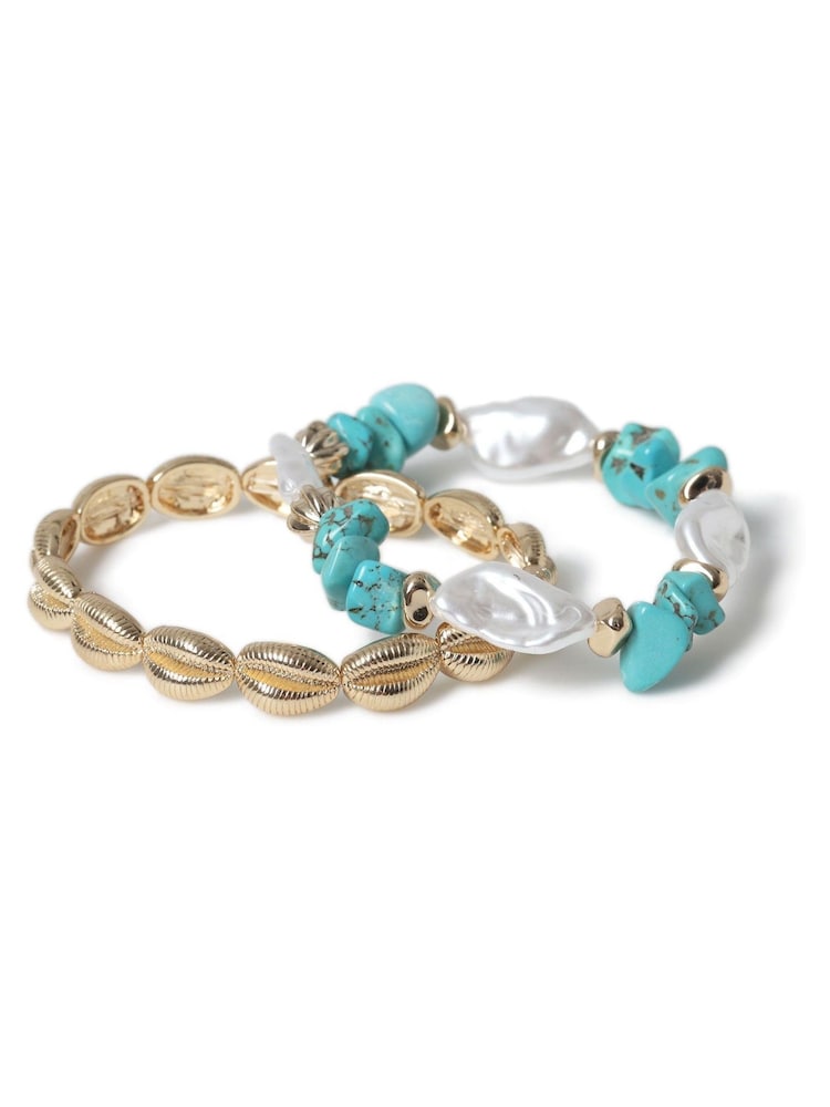 Aela Gold Tone Shell Stretch Bracelet - Image 1 of 2