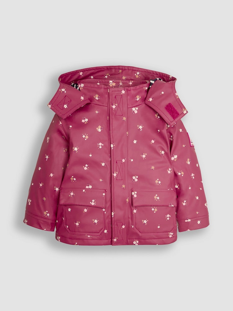 JoJo Maman Bébé Pink Floral 3-In-1 Waterproof Jacket - Image 1 of 5
