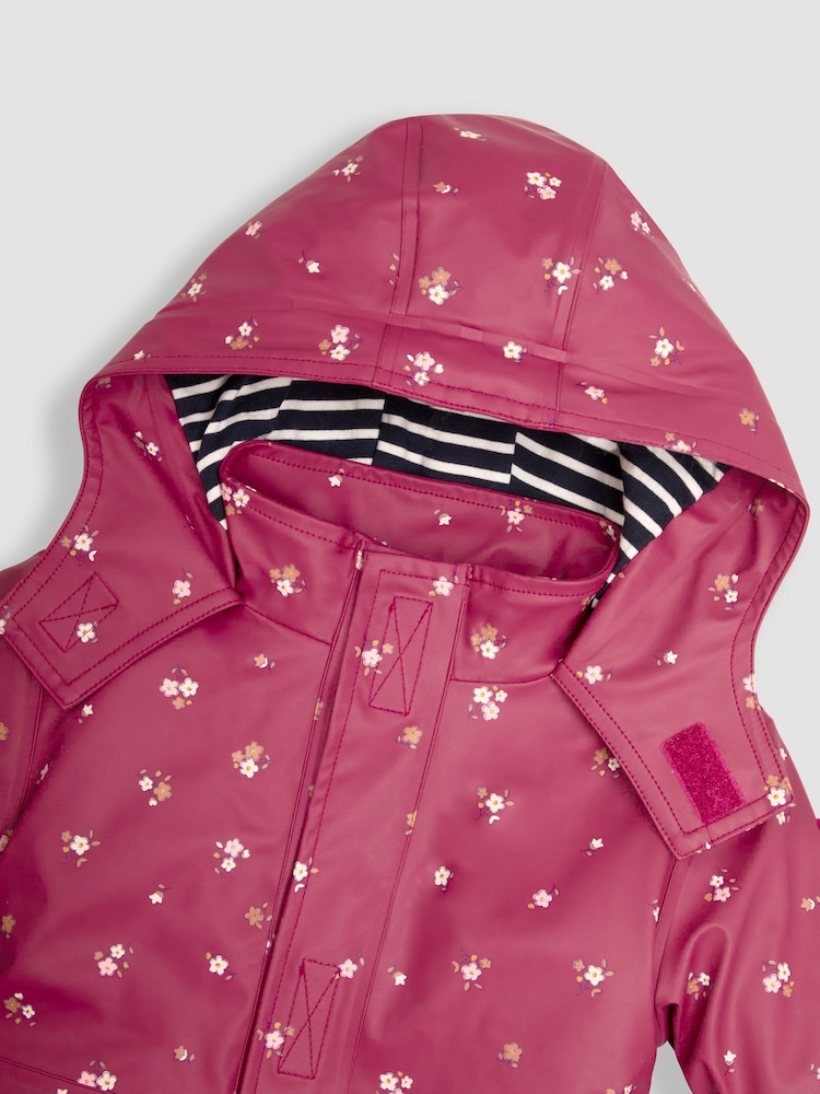 JoJo Maman Bébé Pink Floral 3-In-1 Waterproof Jacket - Image 5 of 5