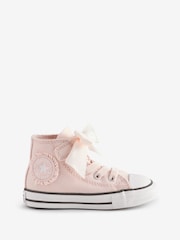 Converse Pink Infant Chuck Taylor Bow Detail 1V Trainers - Image 1 of 12