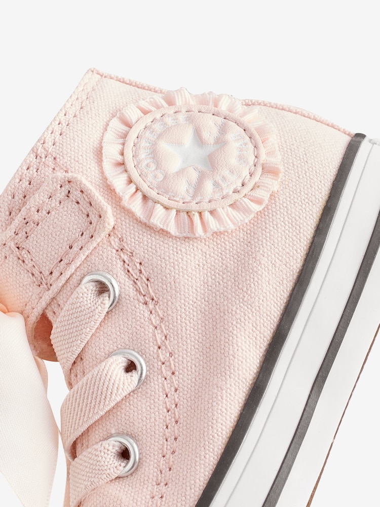 Converse Pink Infant Chuck Taylor Bow Detail 1V Trainers - Image 12 of 12