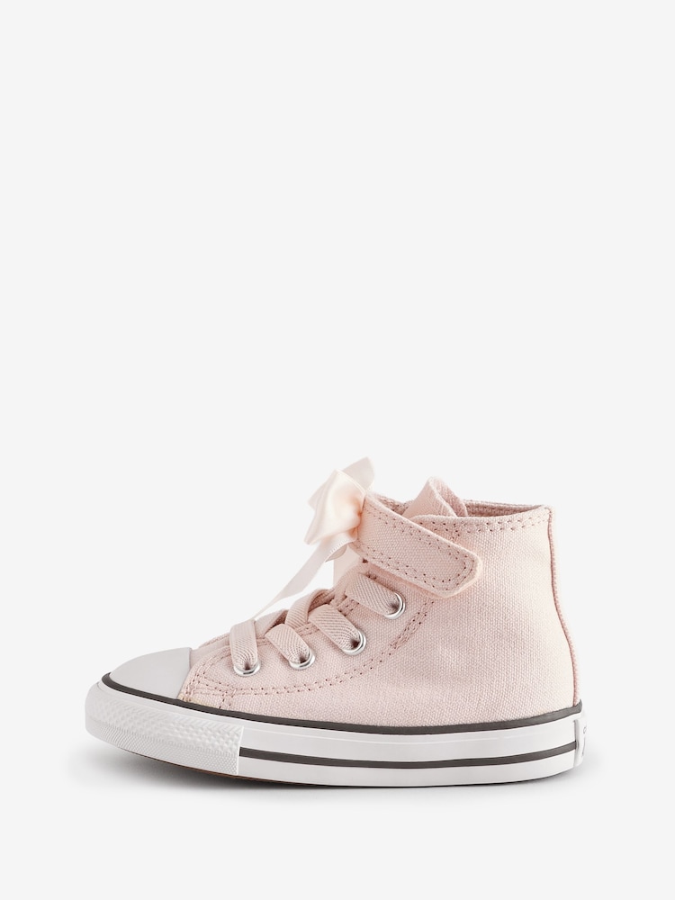 Converse Pink Infant Chuck Taylor Bow Detail 1V Trainers - Image 2 of 12