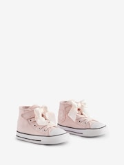 Converse Pink Infant Chuck Taylor Bow Detail 1V Trainers - Image 3 of 12