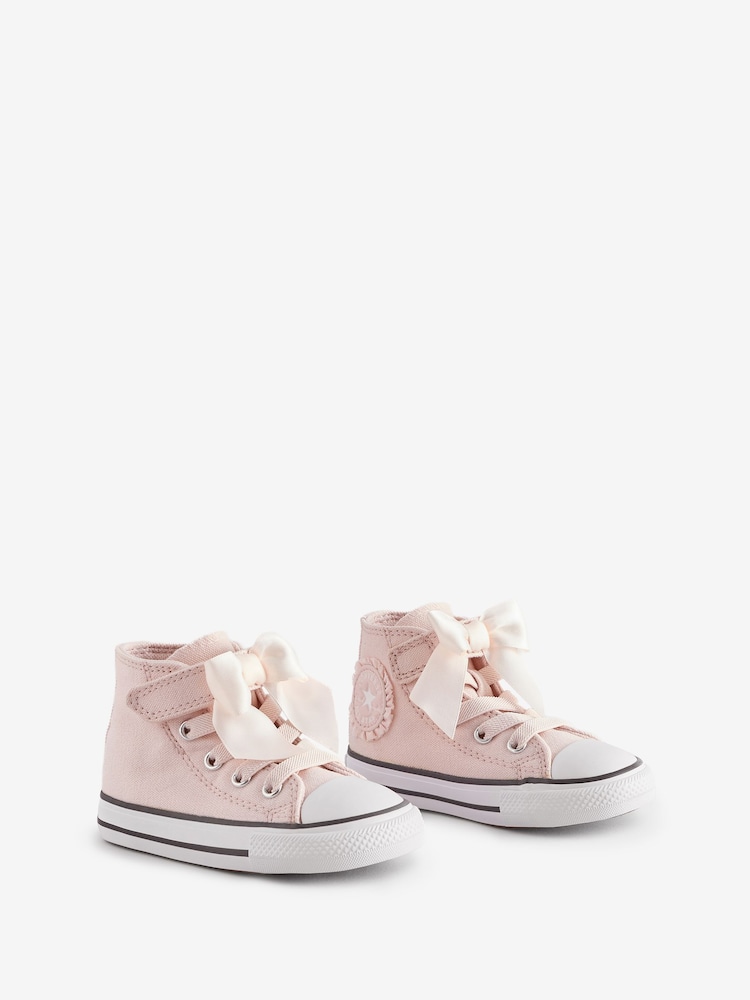 Converse Pink Infant Chuck Taylor Bow Detail 1V Trainers - Image 3 of 12
