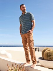 FatFace Blue Stripe Pique Polo Shirt - Image 1 of 8