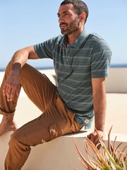 FatFace Blue Stripe Pique Polo Shirt - Image 3 of 8