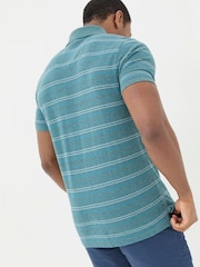FatFace Blue Stripe Pique Polo Shirt - Image 5 of 8