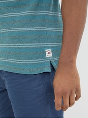 FatFace Blue Stripe Pique Polo Shirt - Image 6 of 8