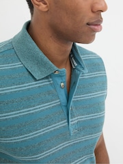 FatFace Blue Stripe Pique Polo Shirt - Image 7 of 8