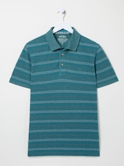 FatFace Blue Stripe Pique Polo Shirt - Image 8 of 8