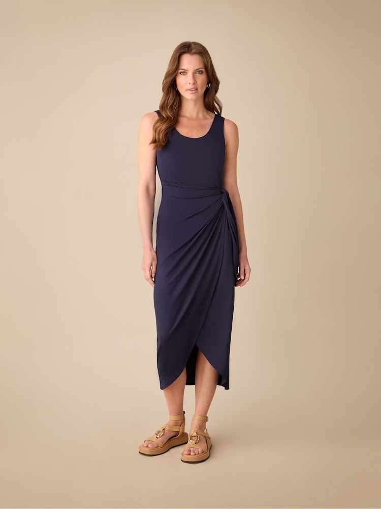 Ro&Zo Blue Petite Petite Jersey Tie Waist Dress - Image 1 of 4