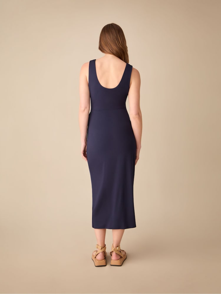 Ro&Zo Blue Petite Petite Jersey Tie Waist Dress - Image 2 of 4 Ro&Zo Blue Petite Petite Jersey Tie Waist Dress - Image 2 of 4
