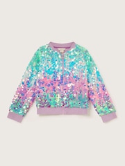 Monsoon Purple Sequin Ombre Bomber Jacket - Image 1 of 4