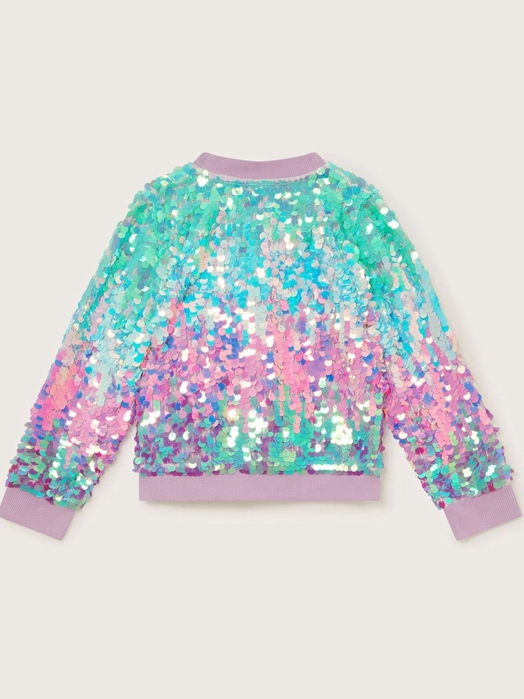 Monsoon Purple Sequin Ombre Bomber Jacket - Image 2 of 4