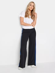 Long Tall Sally Black & Cobalt Blue Side Stripe Wide Leg Trousers - Image 1 of 5