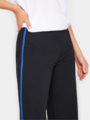 Long Tall Sally Black & Cobalt Blue Side Stripe Wide Leg Trousers - Image 4 of 5