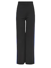 Long Tall Sally Black & Cobalt Blue Side Stripe Wide Leg Trousers - Image 5 of 5