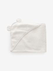 The White Company 100% Cotton Bear Hydrocotton Hooded White Towel - Image 1 of 1