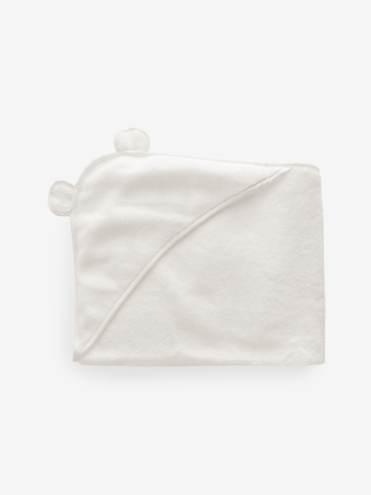 The White Company 100% Cotton Bear Hydrocotton Hooded White Towel - Image 1 of 1