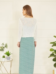 Yumi White 100% Cotton Crochet Knitted Top - Image 3 of 4