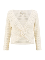 Yumi White 100% Cotton Crochet Knitted Top - Image 4 of 4