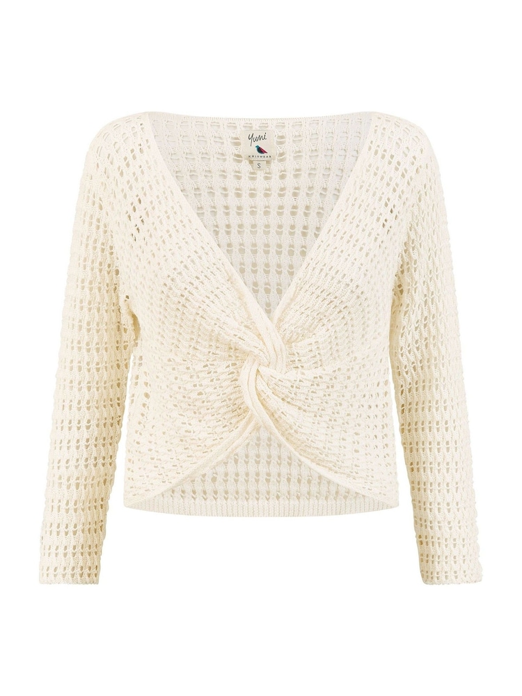 Yumi White 100% Cotton Crochet Knitted Top - Image 4 of 4