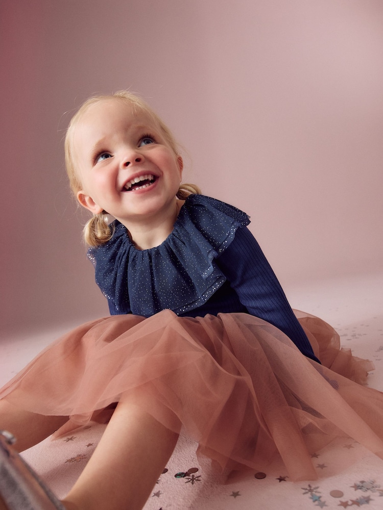 Navy Sparkle Collar Top (3mths-7yrs) - Image 3 of 7