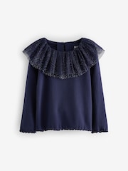 Navy Sparkle Collar Top (3mths-7yrs) - Image 5 of 7